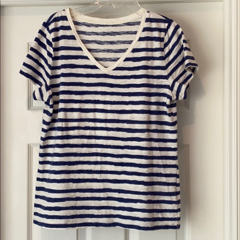 Blue and cream striped T-SHIRT